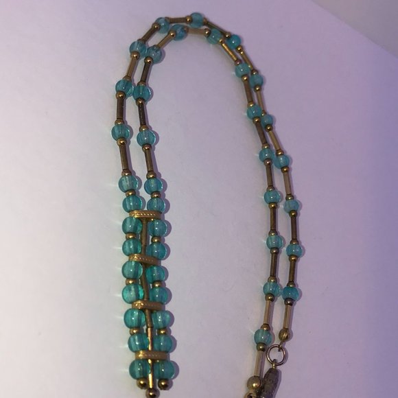 15 1/2" Blue Aquamarine and Gold Handmade Necklace - Picture 16 of 16